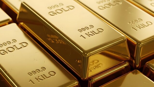 Gold Bars 1 Kilo 999.9 Fine Gold Bullion Stack.