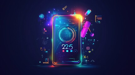 Futuristic Smartphone Interface: Digital Health Monitoring App