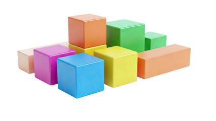 Colorful Blocks Arranged in a Bar Chart Formation
