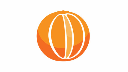 Graphic illustration of an orange sphere with white stripes on a white background.