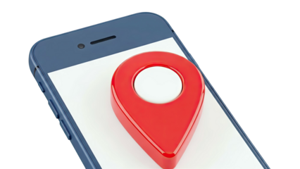 Smartphone with Red Location Pin Icon