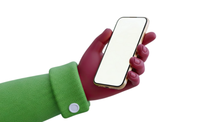 Stylized Hand Holding a Gold Smartphone