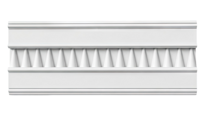 White decorative molding with dentil pattern