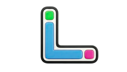 3D Letter L with Colored Blocks on White Background