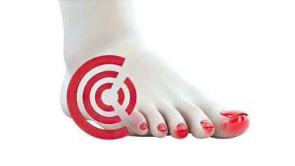 Foot pain visualization with red target symbol