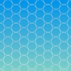 Fototapeta premium A blue and cyan gradient background overlaid with a repeating white geometric lattice pattern of interlocking circles/stars.