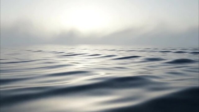 Serene morning light breaking through ethereal mist over a tranquil expanse of rippling water, creating a peaceful and contemplative natural landscape scene