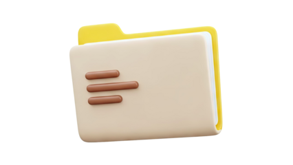 3D Folder Icon with Brown Lines on Beige Background