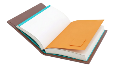 Open Notebook with Orange Insert and Teal Edges