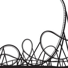 Roller coaster silhouette with loops and steep drops representing amusement park thrill ride tracks