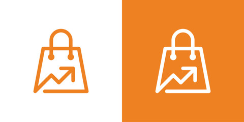 Dual meaning logo combining a shopping bag and arrow, symbolizing retail growth, smart purchasing, business direction, and forward-moving commerce.