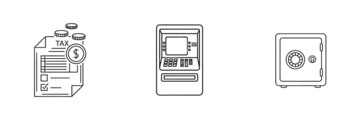 Digital Banking and Mobile Payment Line Icons Set with Money Transfer and Finance Symbols