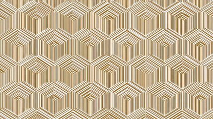 Abstract Geometric Background Featuring Repeating Hexagonal Prism Pattern with Vertical Stripes in Warm Brown and White Hues Overlaid with Textured Dotted Outline Design