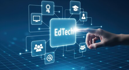 EdTech Conceptual Digital Illustration with Interactive Interface for Modern Education and E-Learning Solutions