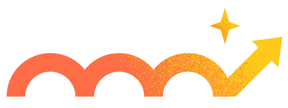 ホップステップジャンプで上昇する矢印のレトロなイラスト