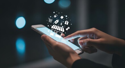 Online Shopping Experience: Hands Using Smartphone for E-commerce Transactions and Digital Retail