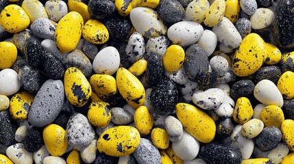 Colorful Candy Pebbles, Yellow, White and Black