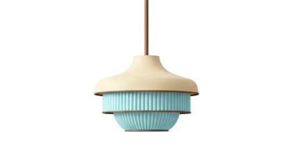 Modern Beige and Blue Pleated Pendant Lamp