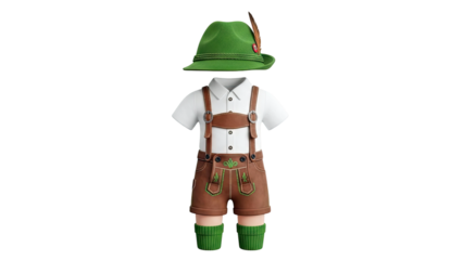 Bavarian Lederhosen Outfit with Green Hat