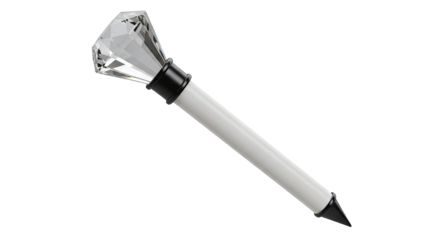 Diamond-topped white pen with black accents