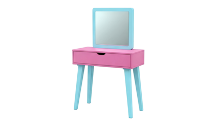 Pink and Blue Children's Vanity Table with Mirror
