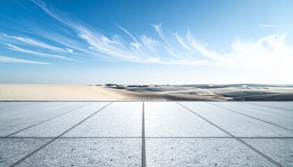 viewed from the modern gray tiled terrace. Ideal for backgrounds, copy space or design projects that require a minimalist and natural aesthetic.a