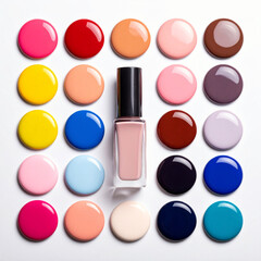 Nail polish color swatches.  Pastel shades and vibrant colors isolated on a white background
