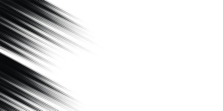 Abstract vector halftone tilted background with grainy stripes. Dotted texture and trendy halftone tonal gradation effect.