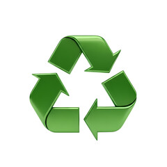 Obraz premium Metallic Green 3D Recycle Sign for Eco-Friendly Concept