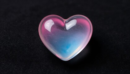Obraz premium A translucent heart-shaped object displaying a beautiful pink and blue color gradient