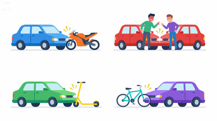 Fototapeta premium Vehicle Collision Incidents and Road Accident Disputes Illustration