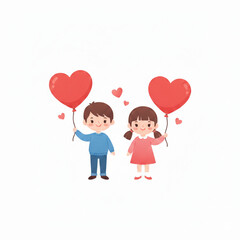 boy and girl with heart