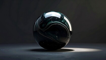 Mysterious Dark Sphere with Swirling Patterns.