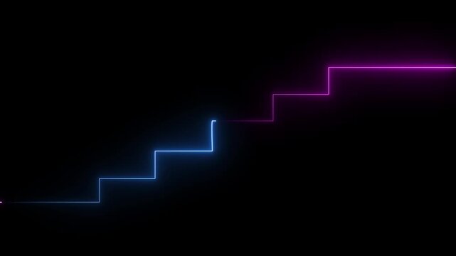 Neon line sign icon animation on Glowing neon business graph chart concept . Business concept growth and the path to success and earning. 4k 
