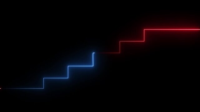 Neon line sign icon animation on Glowing neon business graph chart concept . Business concept growth and the path to success and earning. 4k 