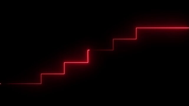 Neon line sign icon animation on Glowing neon business graph chart concept . Business concept growth and the path to success and earning. 4k 
