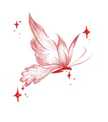 Obraz premium beautiful and elegant red butterfly doodle or tatto