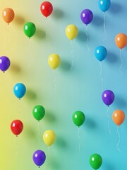 Festive multicolor balloons celebration against gradient textured backdrop