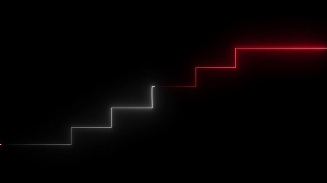 Neon line sign icon animation on Glowing neon business graph chart concept . Business concept growth and the path to success and earning. 4k 
