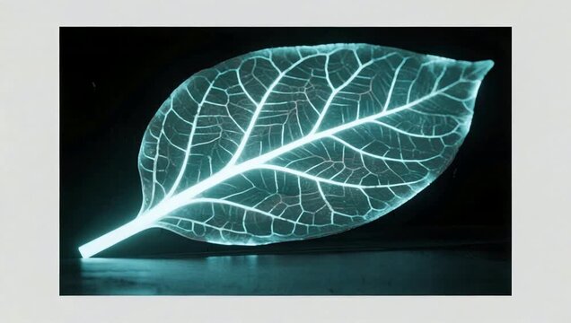Illuminated leaf with detailed vein structure