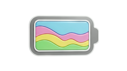 Abstract Battery Icon with Colorful Waves
