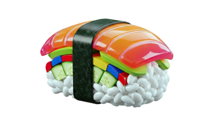 Stylized Sushi Nigiri with Colorful Ingredients