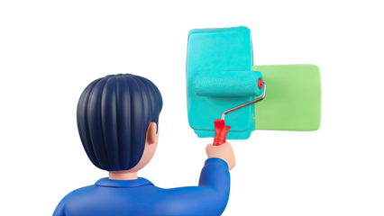 Person painting a wall with a roller