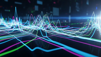 Vibrant Multicolored Wave Patterns in Digital Audio Visualizer Interface