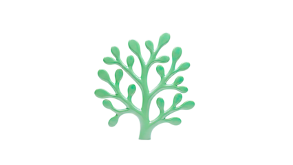Green abstract tree sculpture on a white background