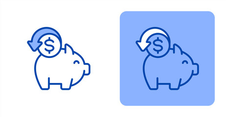 Cash Back Line Color  Two-tone color and contrasting background icon illustration