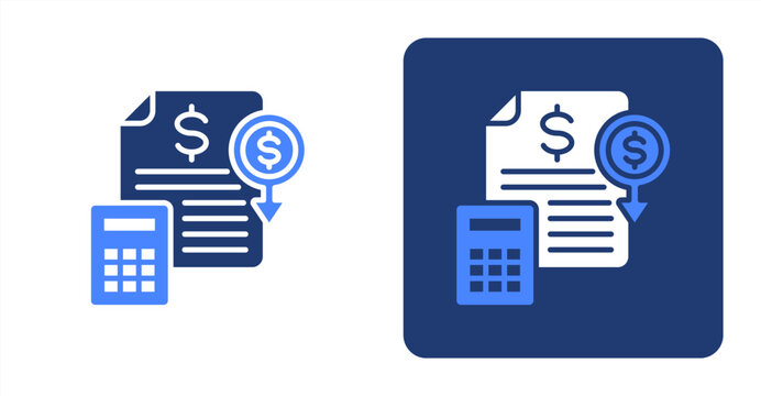 Budget Glyph Color  Two-tone color and contrasting background icon illustration