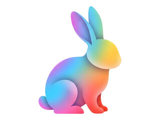 Obraz premium Rainbow Rabbit Figurine in Pastel Colors with Soft Gradient Lighting on White Background for Easter Decor