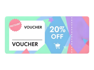 Discount Voucher Card with 20 Percent Off in Modern Geometric Design and Bright Colors for E-commerce Promotions