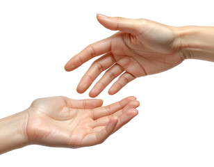 Two Hands Almost Touching, Front View, Isolated on Transparent Background
